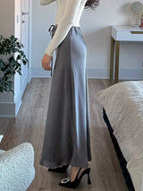 Women's Satin Maxi Skirt – Elegant Ankle-Length