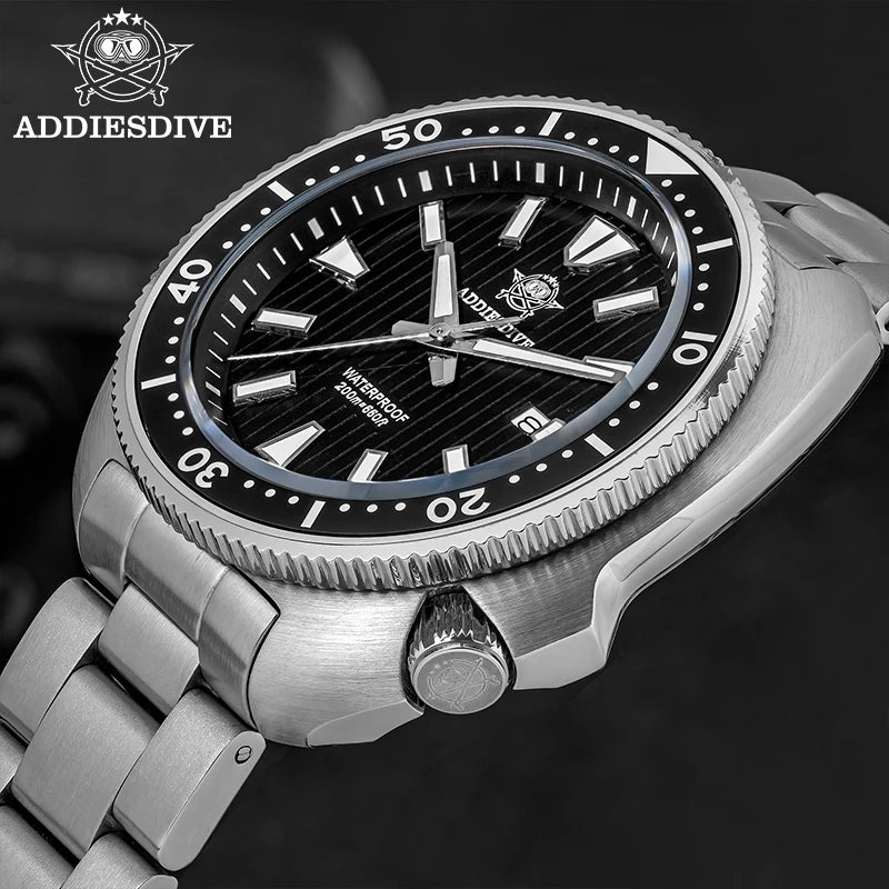 ADDIESDIVE New 200M Waterproof Quartz Watch Sapphire Crystal BGW9 Luminous Ceramic Bezel Stainless Steel Diving Watch AD2507