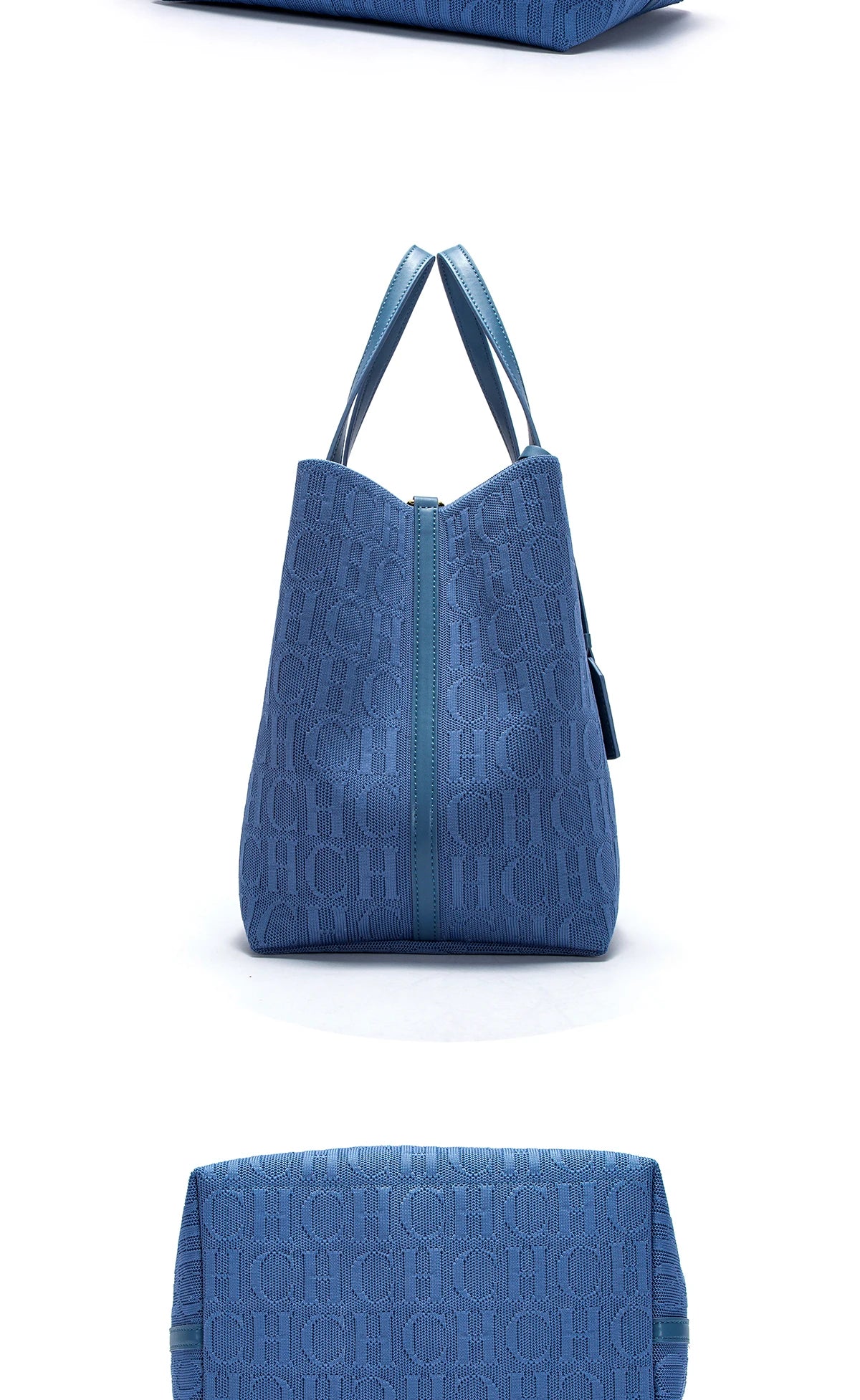CHCH Tote Bag New Large Capacity Black Simple Knitted Shopping Bag 27*20*28cm