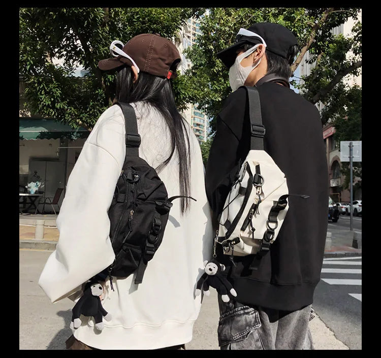 2024 Techwear Style Punk Hip Hop Single Shoulder Crossbody Bag Men Women Street Vintage Chest Bag Casual Sport Fanny Pack