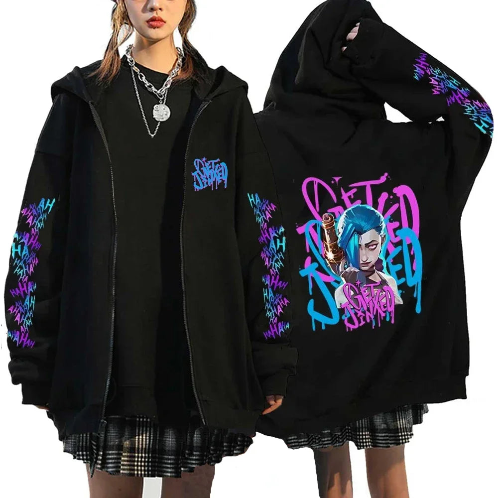 Arcane Jinx Graffiti Zipper Hoodie