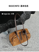 Autumn Winter Women's Cow Genuine Leather Tote Bag Suede Commuting Cowhide Handbags Large Capacity Designer Luxury Velvet Bags