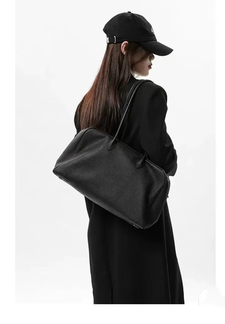 Motingsome First Layer Handbag for Women Togo Cowhide Niche Design Pillow Bag Shoulder  Bowling Bag Gunderarm Armpit Bags Boston