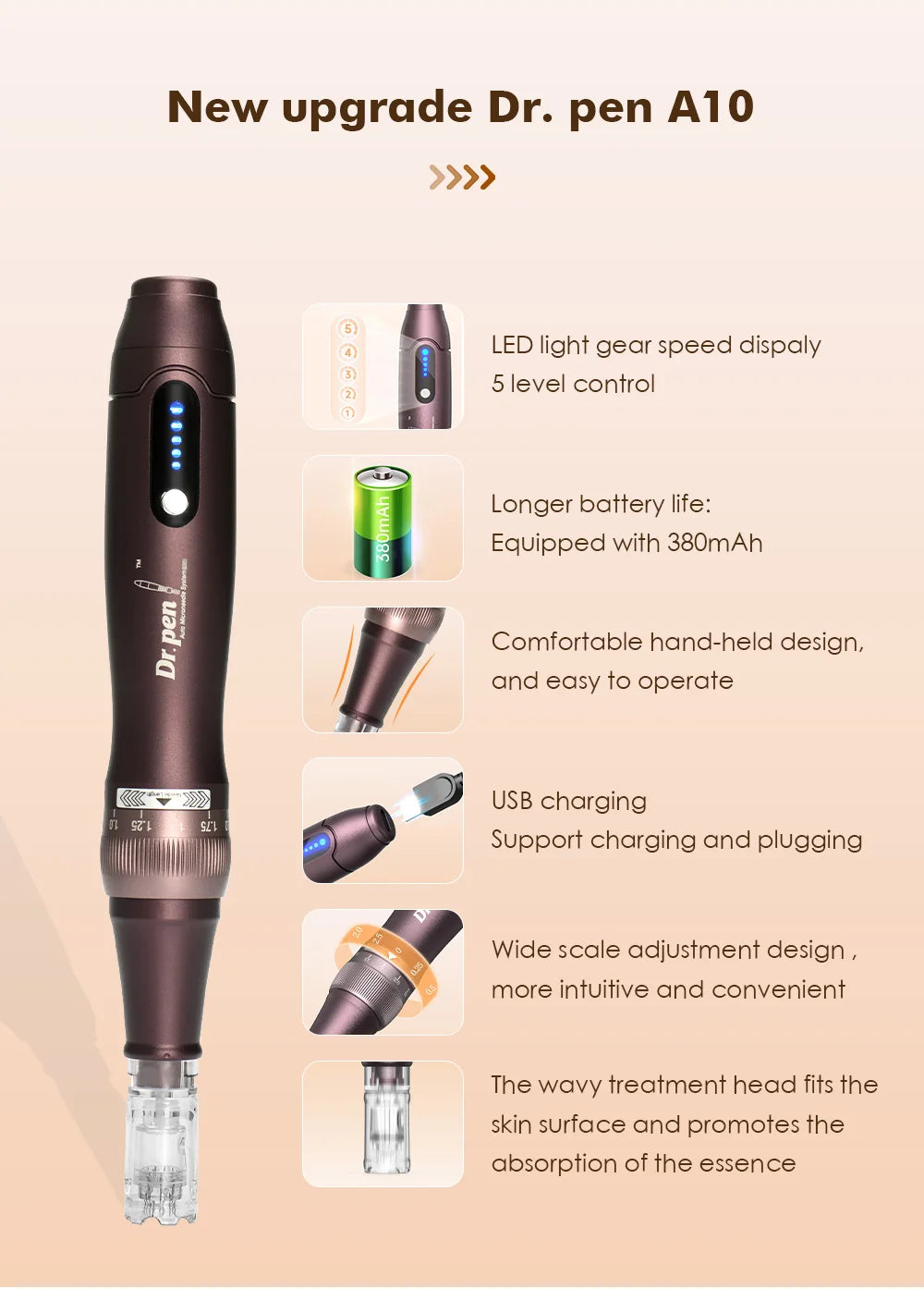Genuine Dr Pen A10 Wireless With 2 Needle Microneedle Derma Pen Needle length 0.25 mm