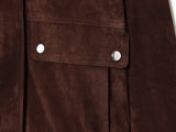 Women Suede Leather Jacket with Pockets Autumn Fashion High Collar Long Sleeve Button Jacket Lady Coats Causal Female Chic Tops