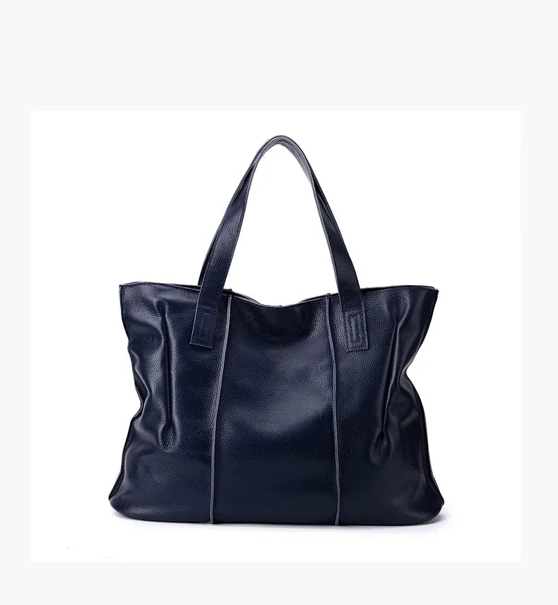 Women's Large Capacity Cowhide Handbag Female Retro Fashion Luxury Bags Ladies Real Natural Cow Leather Shoulder Bag for Lady