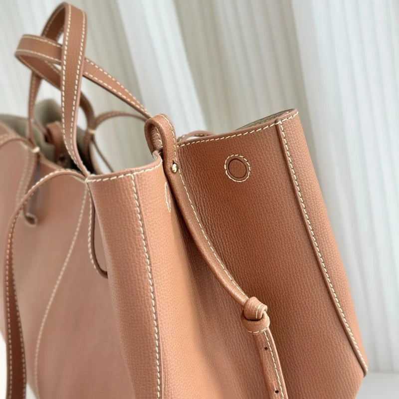 Lychee-Grain Cowhide Tote | Luxury Leather Handbag
