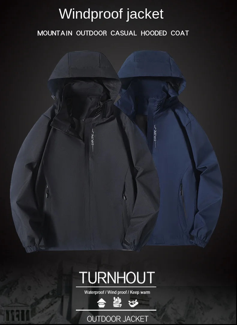 Men's Waterproof Hooded Windbreaker Jacket