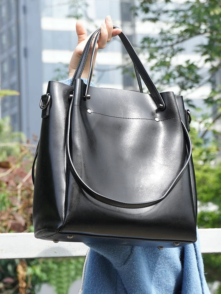 Zency Fashion Multifunctional Tote Handbag For Women 100% Genuine Leather Shoulder Crossbody Large Shopper Bag Underarm Red bag