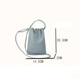 Portable Pu Leather Women Handbags Solid Flap Large Capacity Crossbody Bags Candy Color Mini Bucket Bag