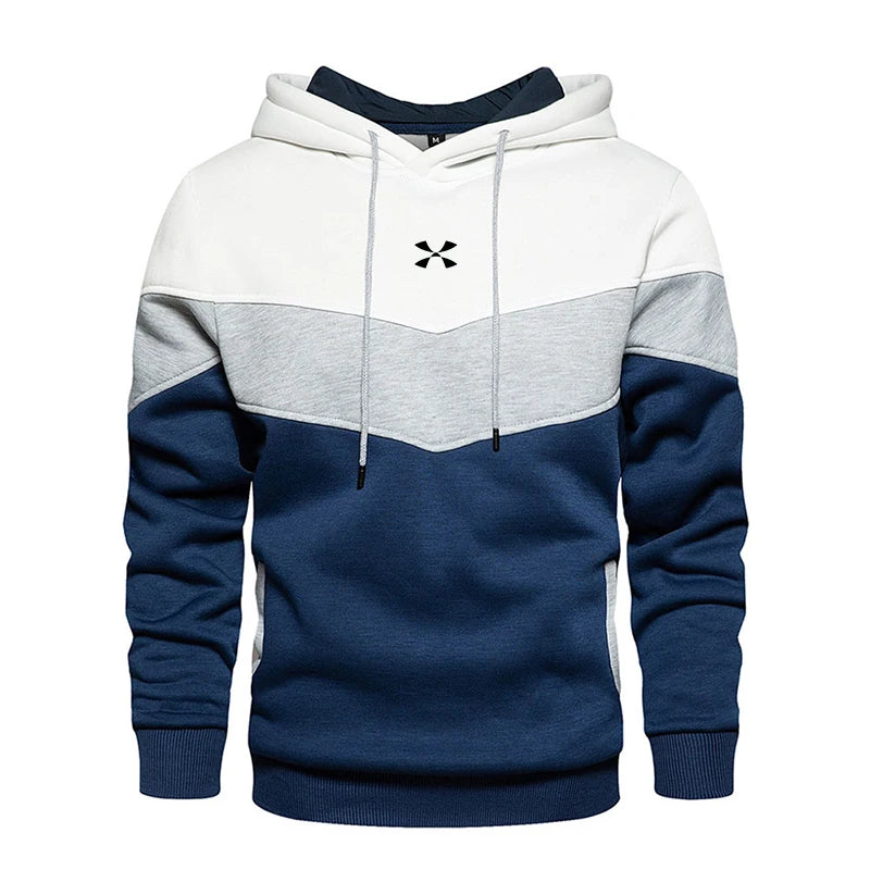 Men’s Patchwork Fleece Streetwear Hoodie