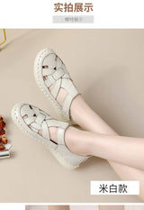 Newest gladiator summer sandals women's big size 43 woman real leather sandals ladies patchwork strap Non-slip flats