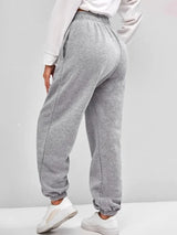 Women's High Waist Fleece Sweatpants with Elastic Waistband