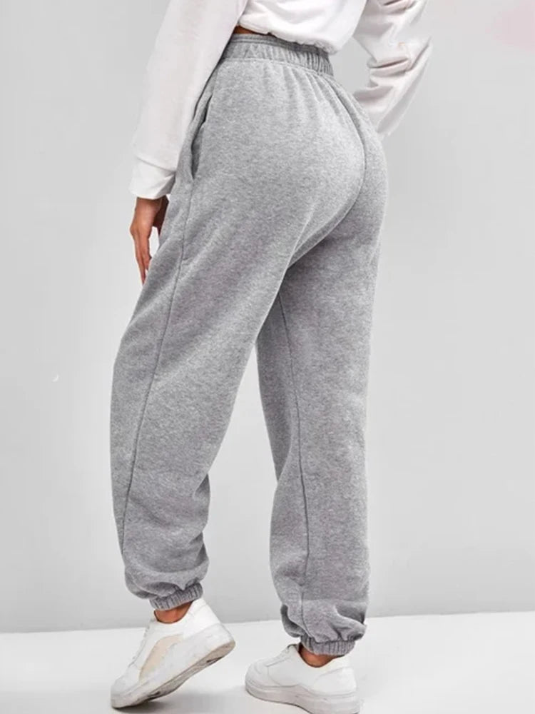 Women's High Waist Fleece Sweatpants with Elastic Waistband