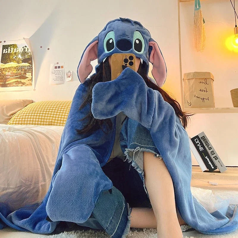 Stitch Hooded Cartoon Blanket