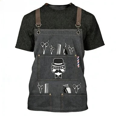 Men's Barber-Style Graphic Tee | Round Neck Short Sleeve