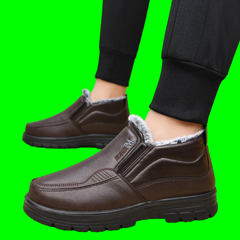 Men’s Waterproof Leather Snow Boots – Anti-Slip Winter Warmth