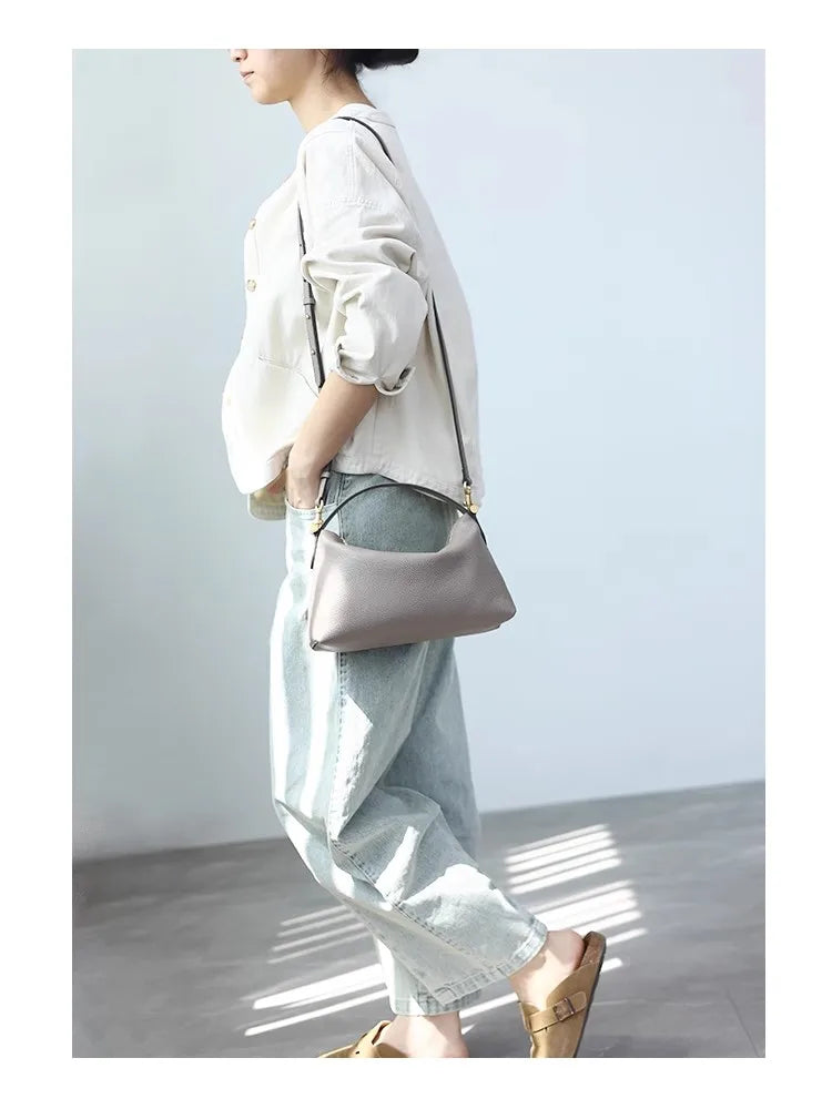 2024 Women Genuine Leather Luxury Handbags Small Size Versatile Cowhide Crossbody Bag Fashion Soft Messenger Purses