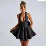 Townlike Women's Elegant Jacquard Backless Mini Dress - USA Made Chic