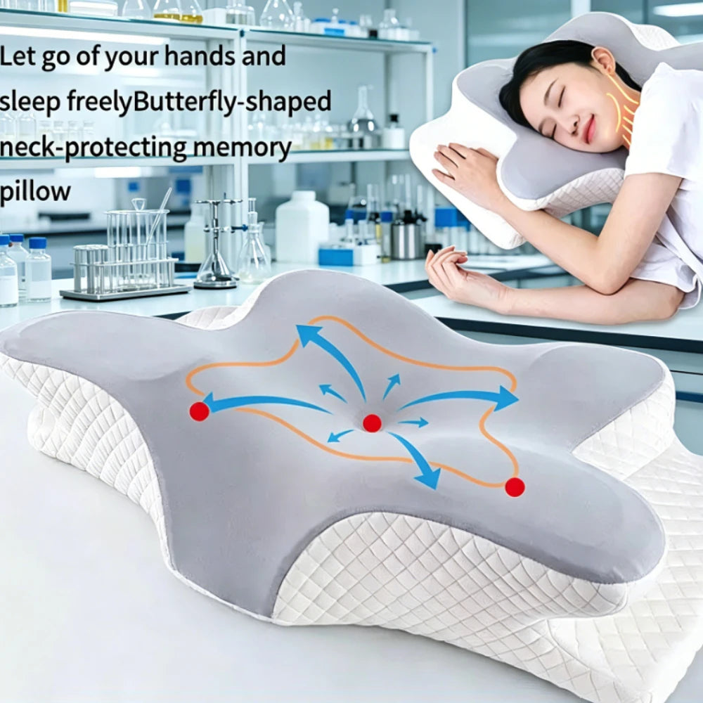 New Butterfly Outline Neck Pillow Foam Cervical Cushion Ergonomic Shaped Orthopedic Pad Comfort Support for Neck Soreness Relief