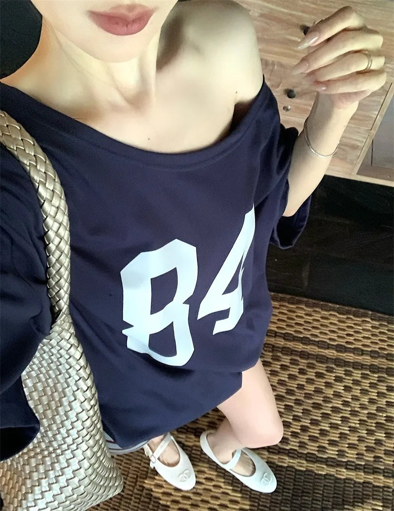 Vintage Print One-Shoulder Tee