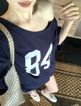 Vintage Print One-Shoulder Tee