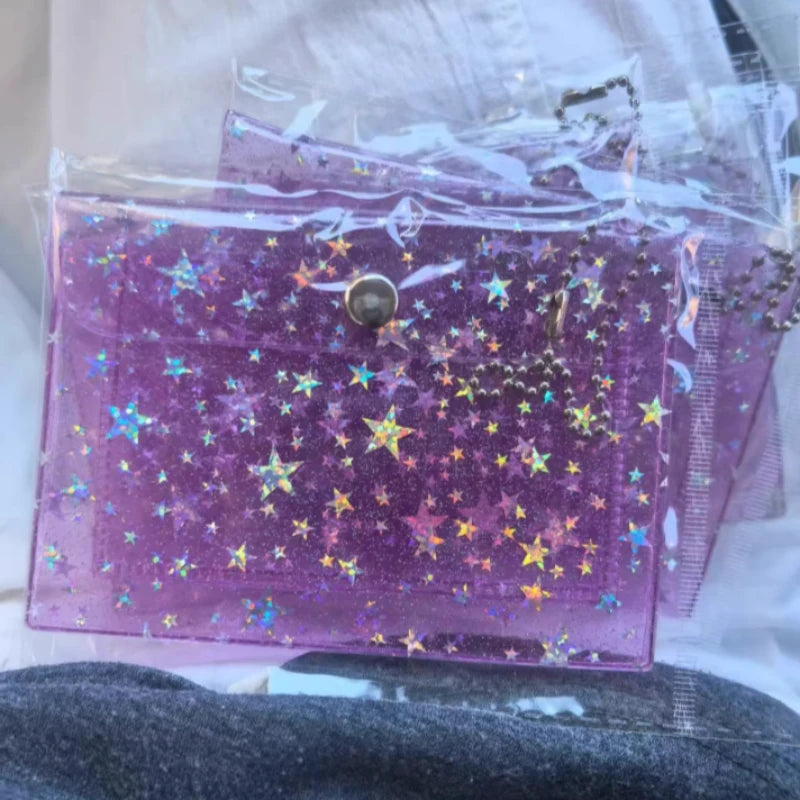 Transparent Laser Star Card Bag Mini Cute Wallet for Women Credit Card Holder Purse