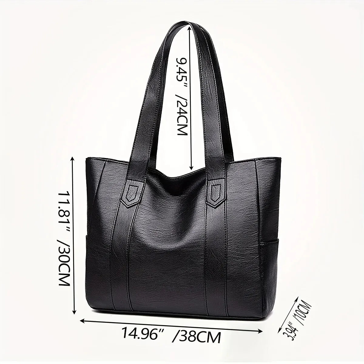 Vintage Vegan Leather Large Capacity Tote