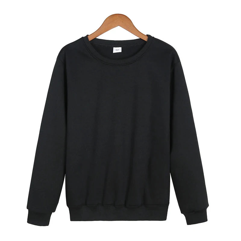 Men's Solid Crew Neck Pullover Sweatshirt