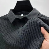 Men's Textured Knit Polo – Breathable Business Casual