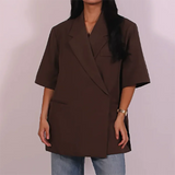 Ladies Loose Blazer Suit Solid Casual Turn Down Collar One Button Coat High Waist Shorts 2025 Summer Autumn Formal New Outfits