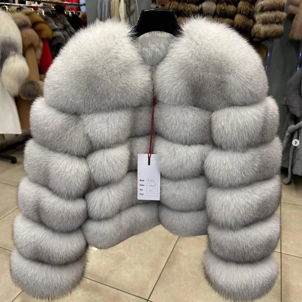 Genuine Fox Fur & Leather Winter Coat
