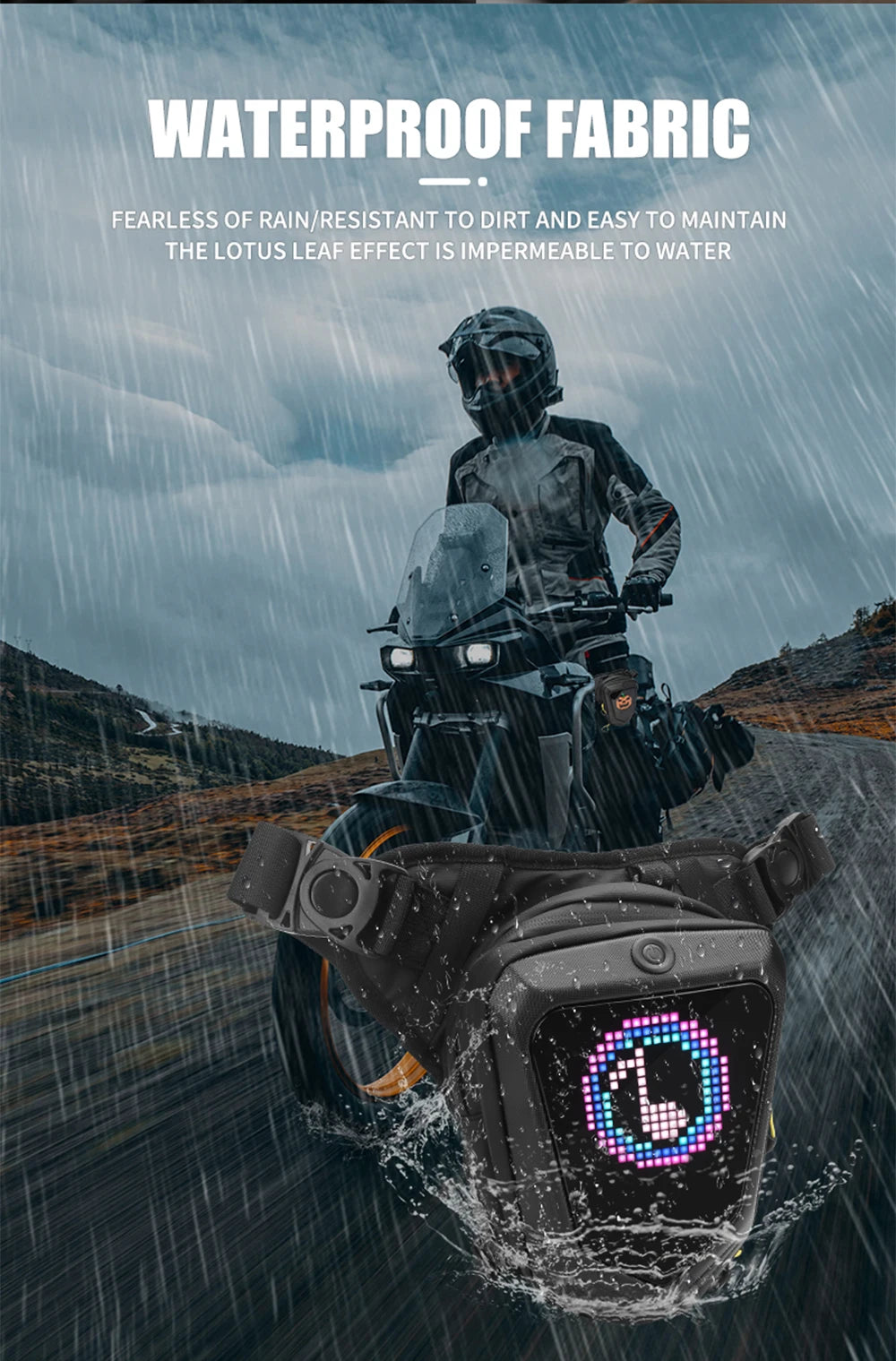 Smart LED Screen Motorcycle Bicycle Leg Bag Waterproof Ride Cycling Drop Leg Side Bag For Men Women DIY Pattern APP Control