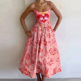 Women's Print Camisole A-Line Midi Dress
