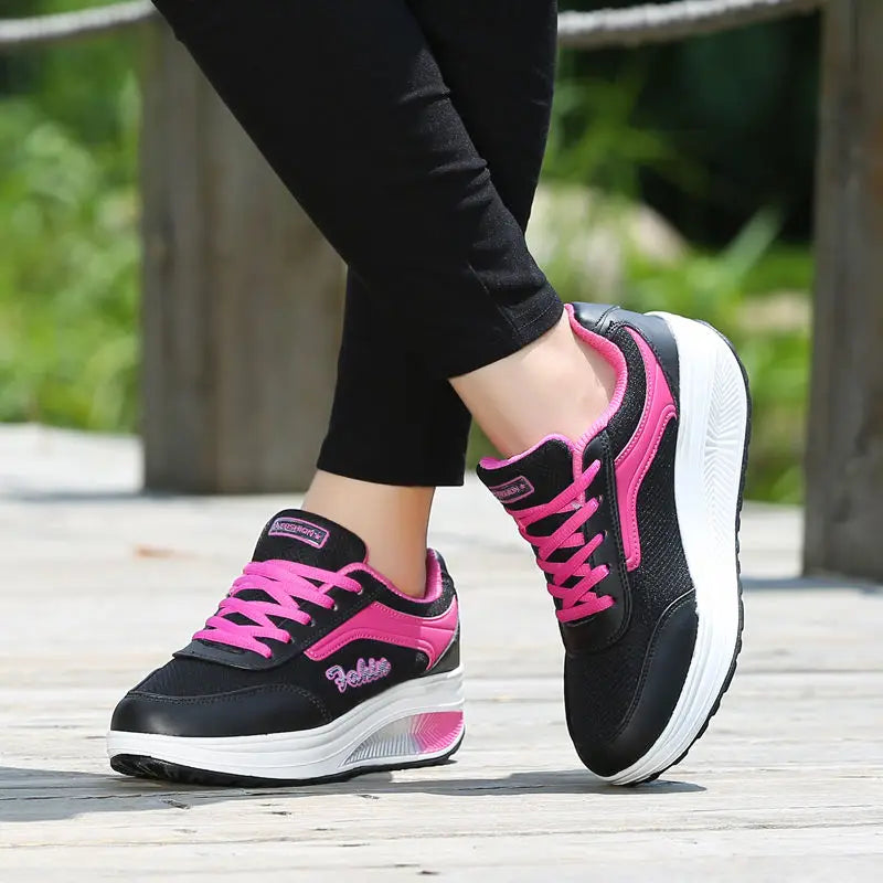Breathable Air Mesh Walking Shoes – Lightweight Platform Sneakers