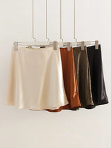 Women's Satin A-Line Mini Skirt | High Waist Office Style