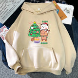 Bubu Dudu Cute Cartoon Printed Fleece Hoodie - Unisex Hip Hop Loose Streetwear