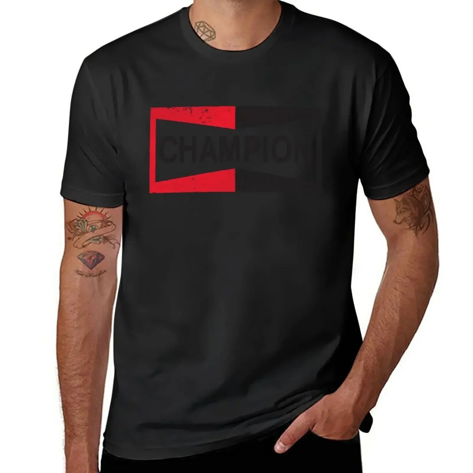 Men’s Champion Spark Plug Retro Distressed Emblem Tee