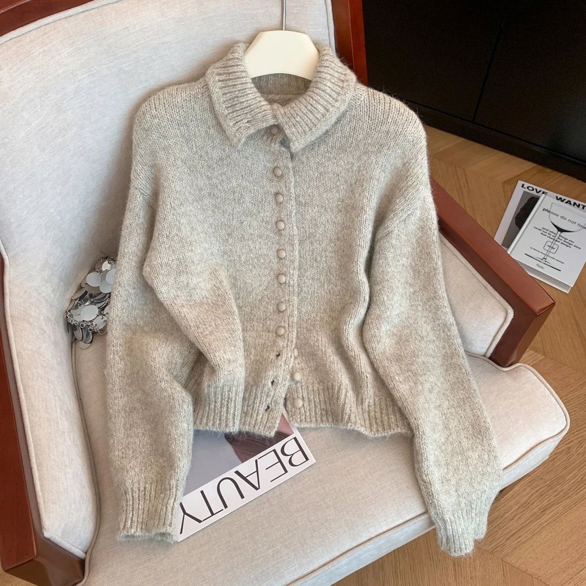 Women's Turtleneck Button-Front Cardigan
