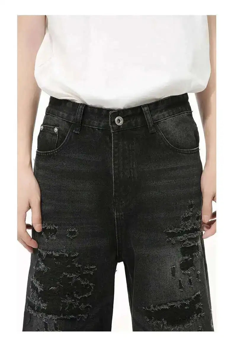 Men's Distressed Wide-Leg Jeans