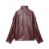 Women Fashion Leather Jacket Autumn Winter Loose Causal PU Faux Leather Jackets Coat Fashion Street Motorcycle Jackets