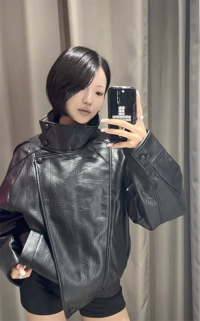 Women’s Black Moto Faux Leather Jacket