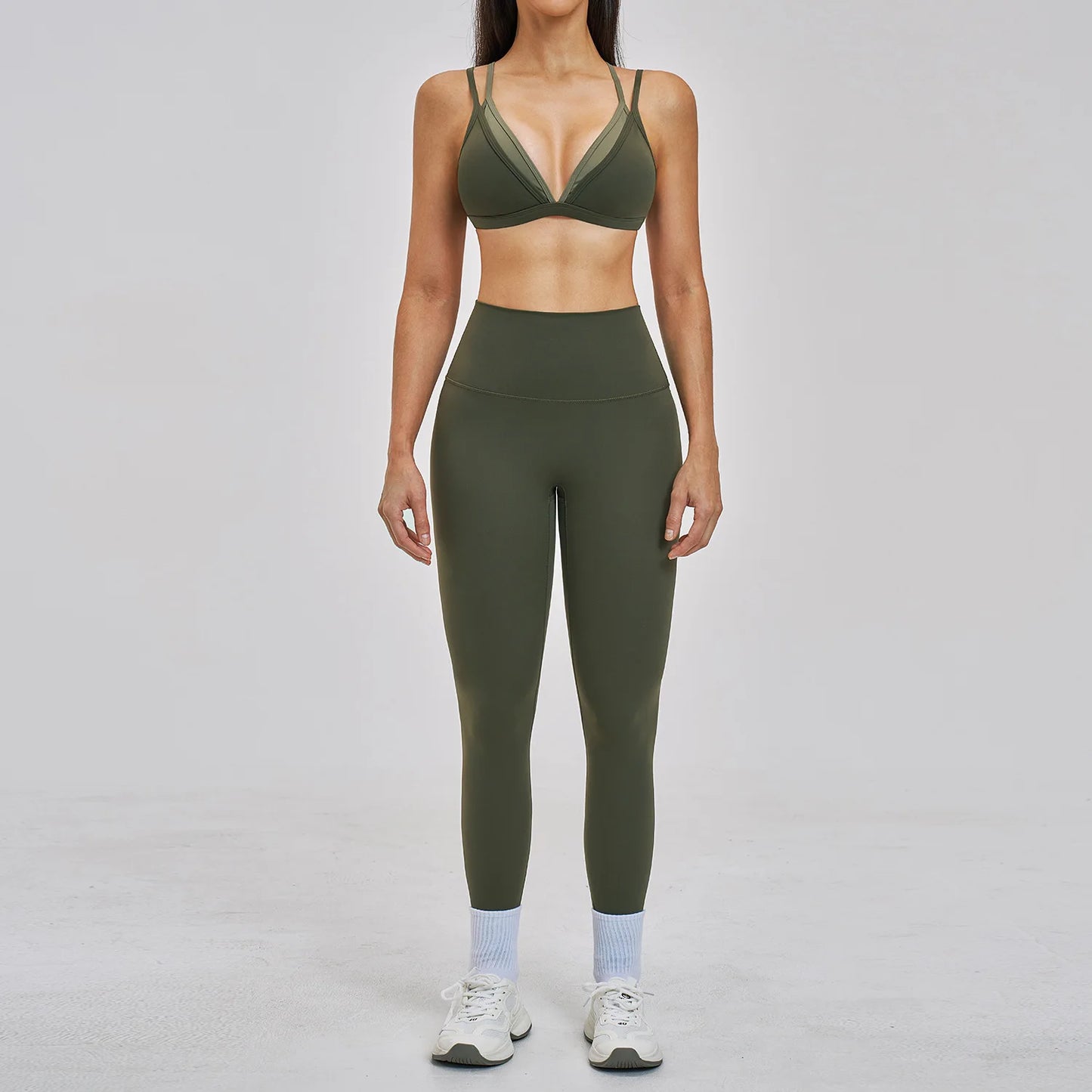 Yoga Sets 2PCS Women's Tracksuit Fitness Outfits Sportswear Workout Set Sports Bra High Waist Leggings Gym Clothing Sports Suits