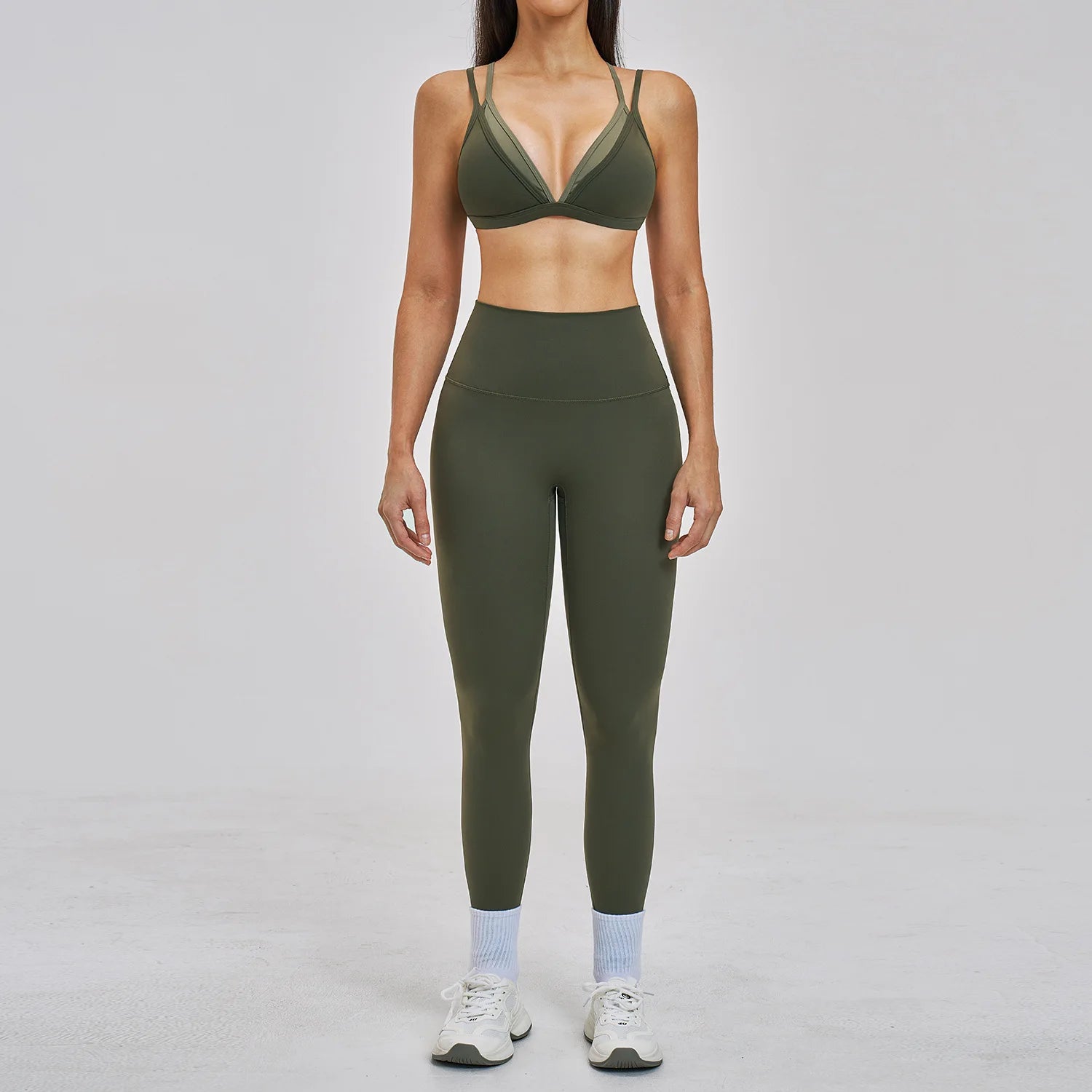 Yoga Sets 2PCS Women's Tracksuit Fitness Outfits Sportswear Workout Set Sports Bra High Waist Leggings Gym Clothing Sports Suits