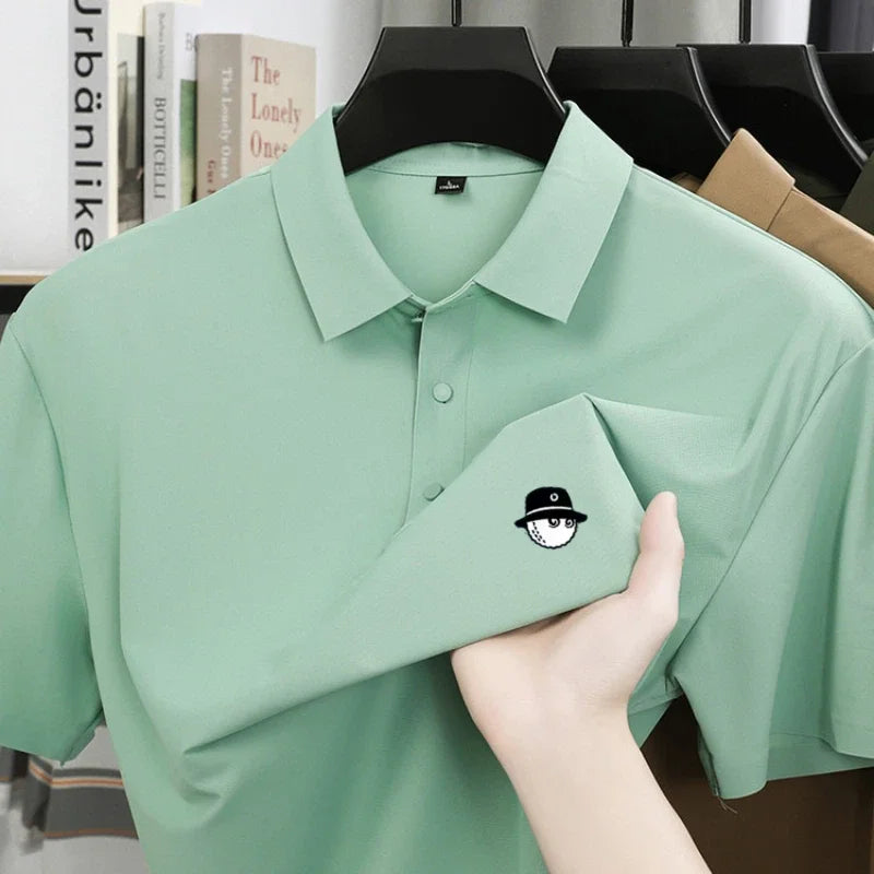 Men's Ice Silk Golf Polo Shirt – 10 Colors, M to 5XL