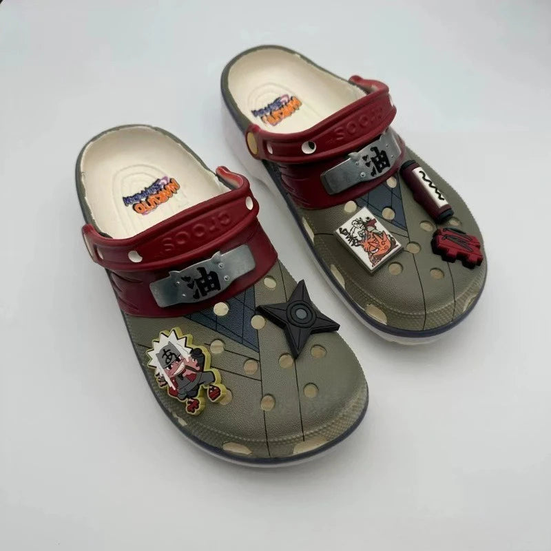 Naruto Anime Summer Men's Sandals Thick-Soled Non-Slip Slippers Sasuke Itachi Kakashi Breathable Toe-Cap Casual Beach Slippers