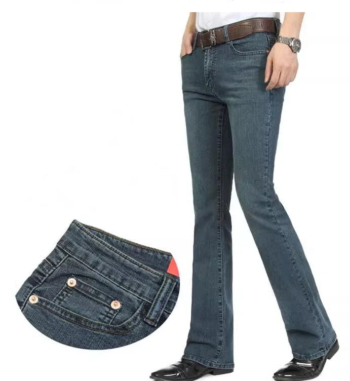 Men's Mid-Rise Flare Jeans | Slim Fit Denim Trousers