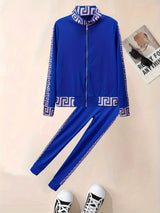 2025 Europe And The United States New Style Leisure Printing Stitching Two-piece Suit