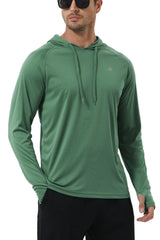 Summer Men's Long Sleeve UPF 50+ Hoodie T-Shirts, Rash Guard Quick Dry T-shirt Outdoor Sport Running Pullover