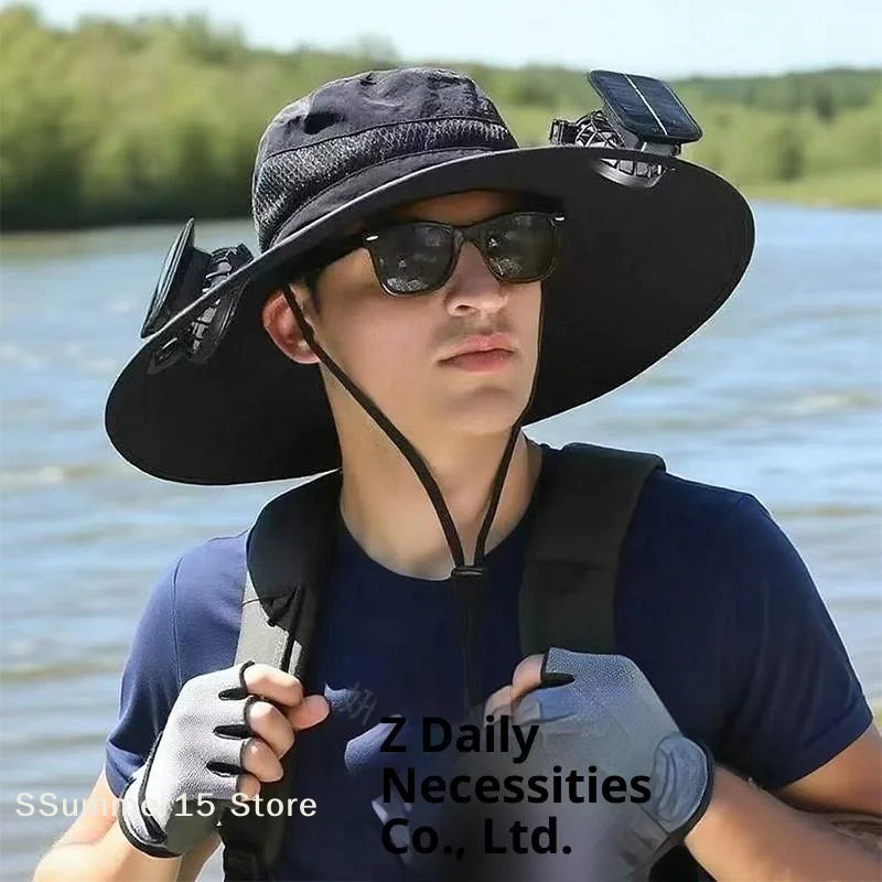 Solar-Powered Cooling Bucket Hat | UPF 50+ Wide Brim